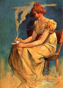  Alphons Lienzo - Acuarela sin título Art Nouveau checo distintivo Alphonse Mucha